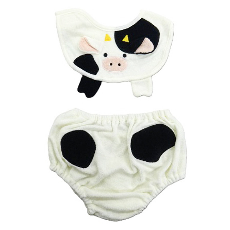 젖소 턱받이 & 블루머 세트 70~80cm - 하카타몰