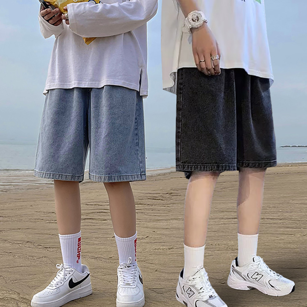 와이드핏 버뮤다 데님 밴딩 팬츠 5부 반바지 오버핏 청바지 여름 데일리 코디 편한 반바지 - 상세 이미지 3