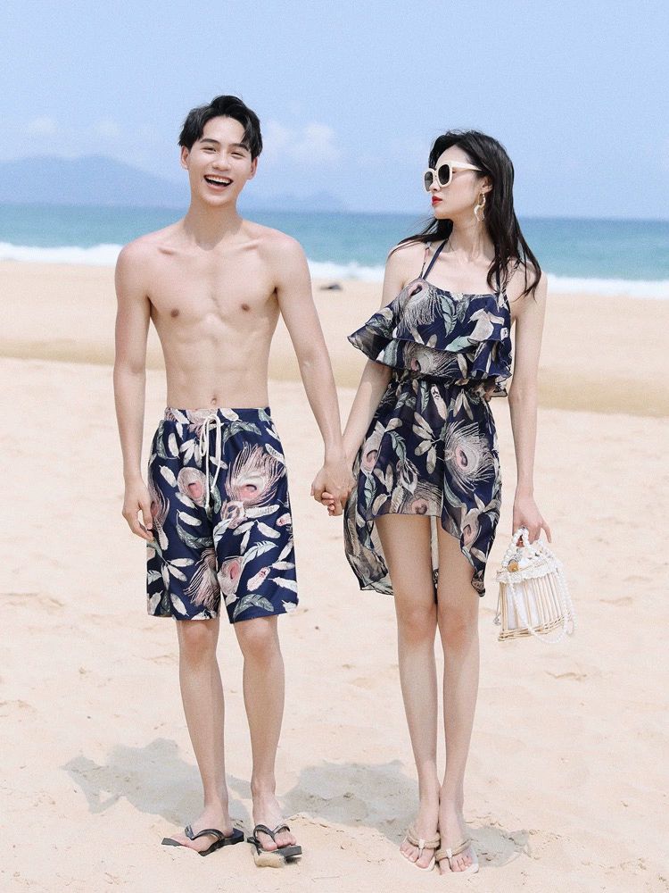 신혼여행 휴양지 커플룩 동남아 롱 쉬폰 비치 - 상품 이미지