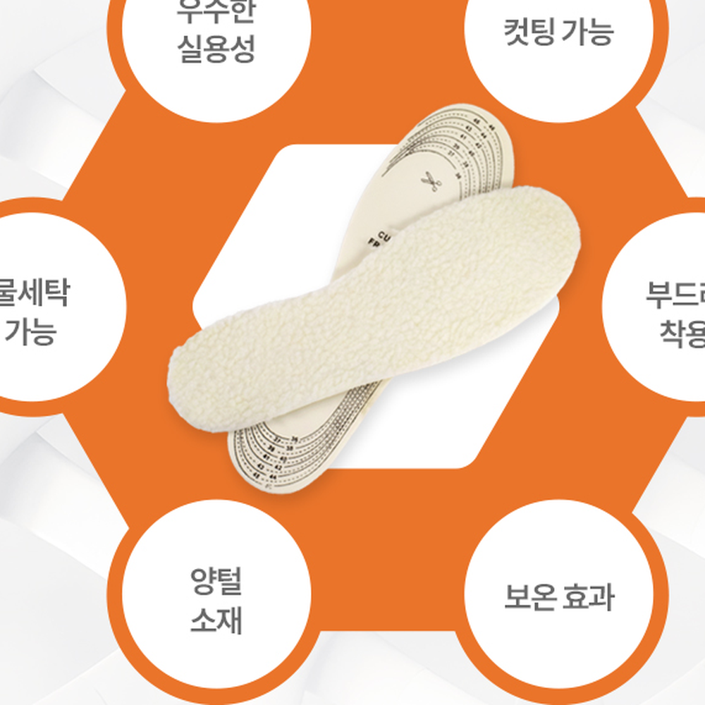 인조양털신발방한 셀프컷팅발보온양털깔창 폭신한겨울방한보온깔창 - 상세 이미지 3