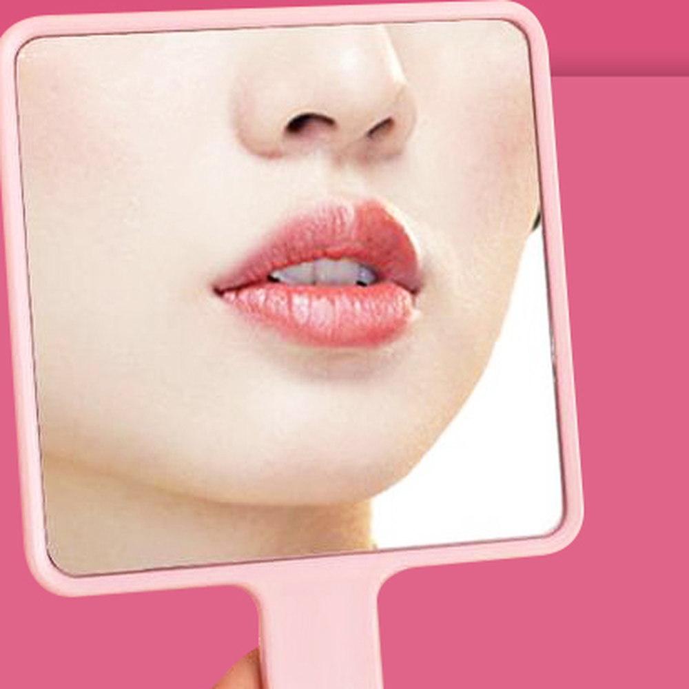 라운드모서리메이크업용손거울 심플디자인파우치템핸드거울 왜곡없는데일리용 핑크 - 상세 이미지 3