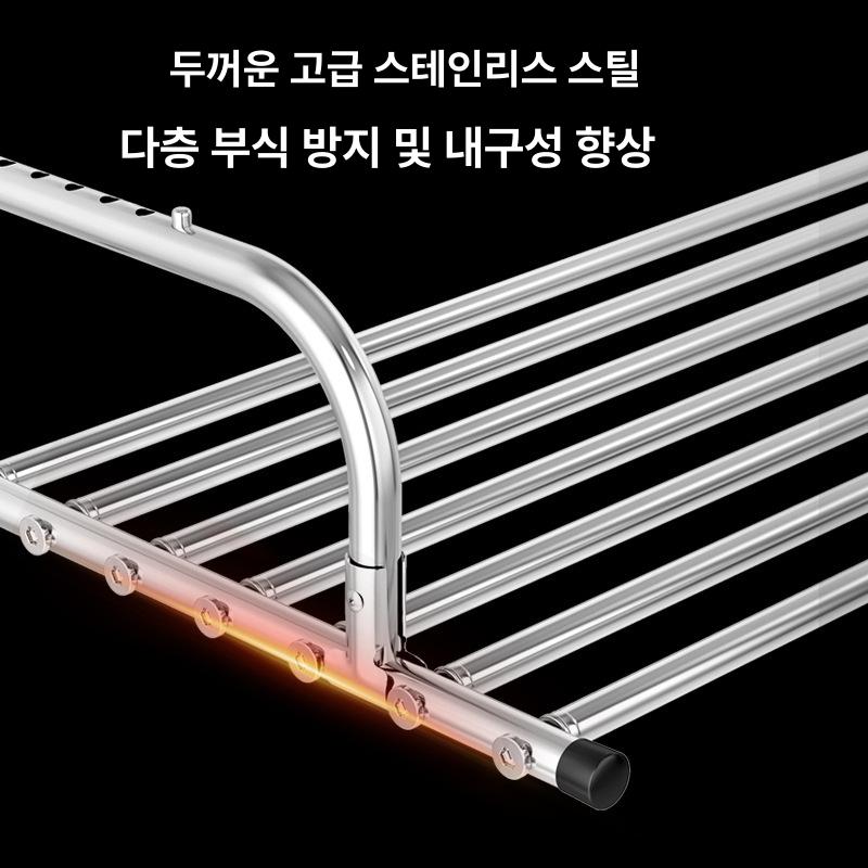 스테인리스 접이식 빨래건조대 소형 베란다 실내 수건 양말 옷걸이 (고정형) 40cm - 상세 이미지 2