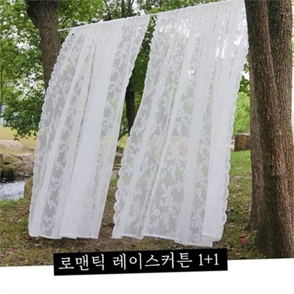 인테리어 레이스 커튼 1+1 침실 자수 레이스 커튼 1+1 반투명 거실 - 상품 이미지