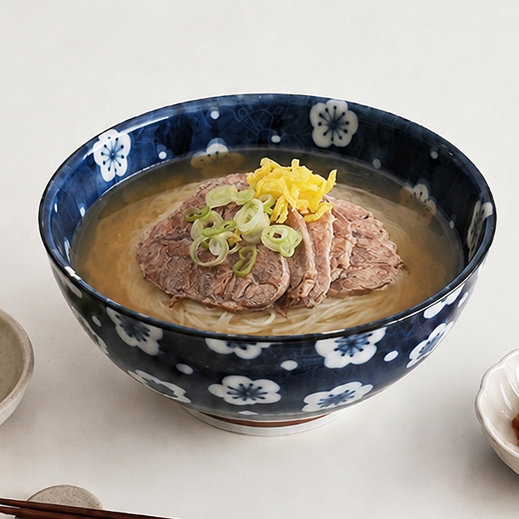 냉면 그릇 면기 라면 비빔밥 덮밥 우동 일본 도자기 식기 매화꽃 사누키동 - 상품 이미지