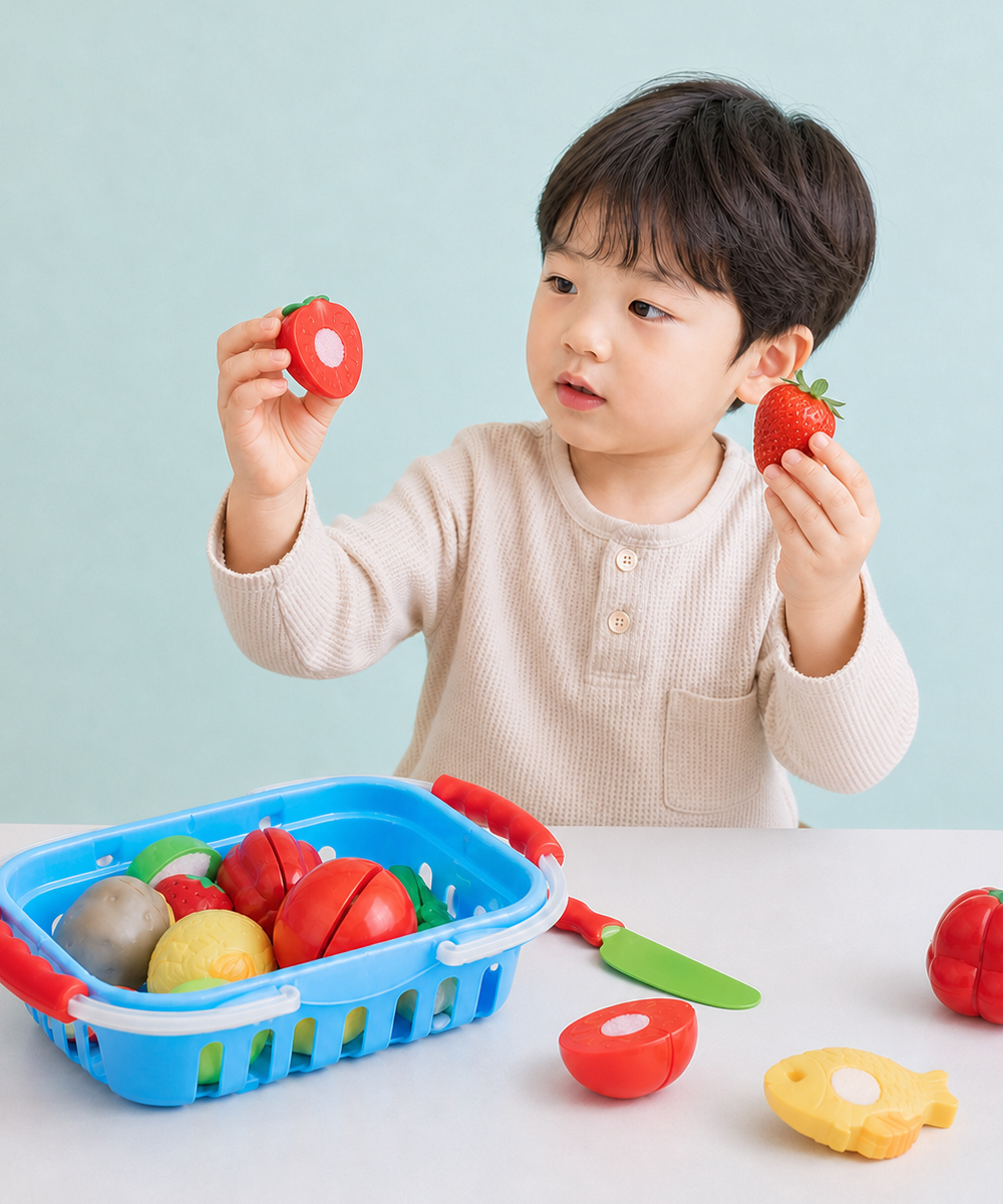 (다르담) 유아 아기 야채 과일 자르기 세트 13종 음식 모형 교구 소꿉놀이 주방놀이 역할놀이 장난감 - 상세 이미지 3