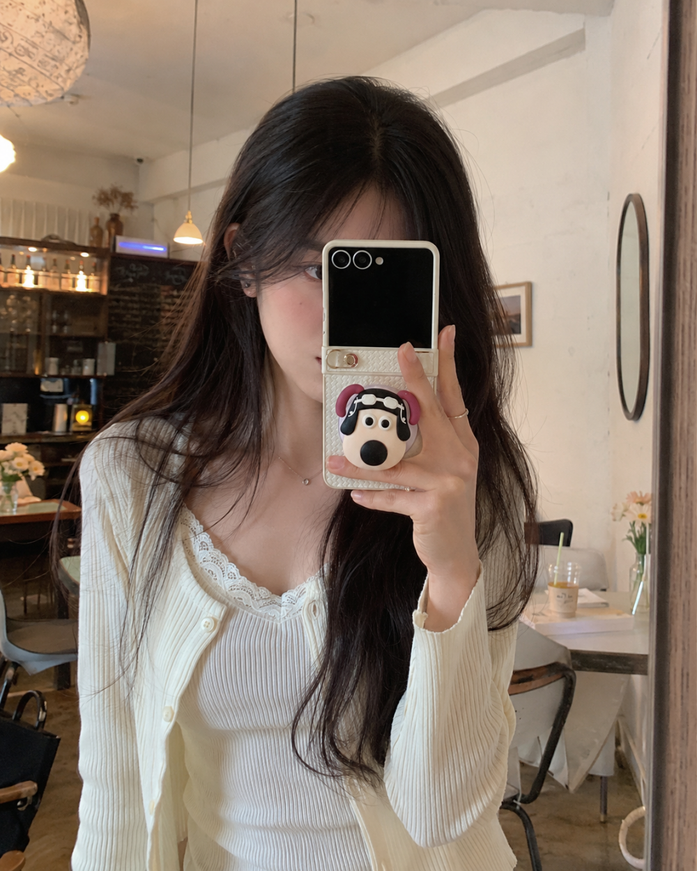 맥세이프 케이스 힌지보호 그립톡 스트랩 아이보리, 갤럭시Z 플립8 - 상세 이미지 2
