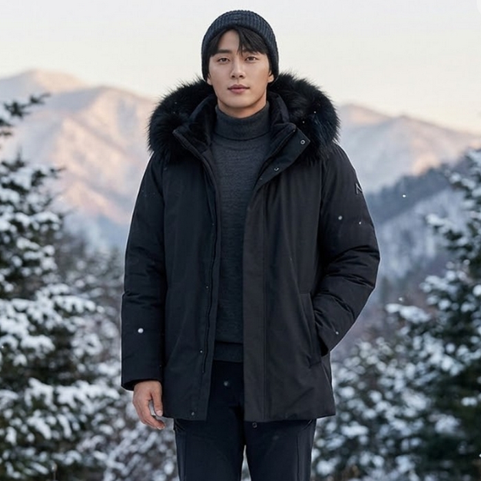 네파 남성 겨울 고어텍스 프리미엄 아우터 천연 폭스퍼 구스다운 반코트 패딩점퍼 - 상품 이미지