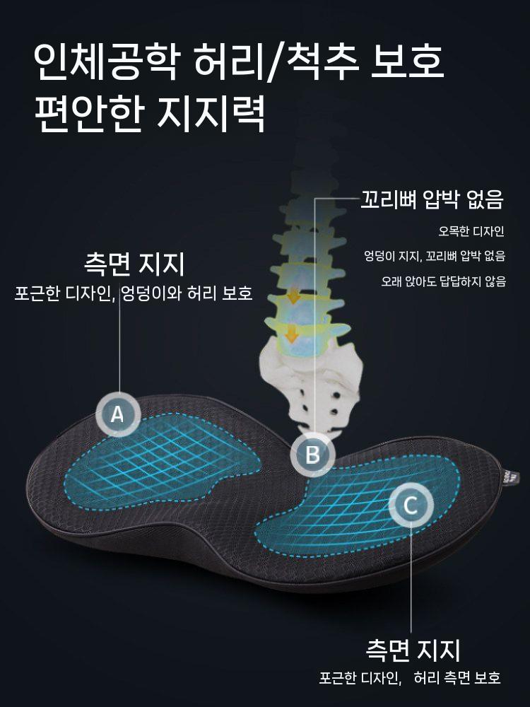 차량용 방석 쿠션 자동차 키높이 운전 운전석 통풍 블랙 이미지 6