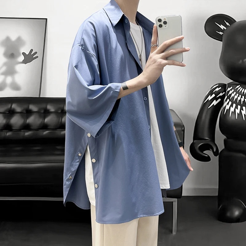 남성 모던 반팔 셔츠 버튼 디자인 - 상품 이미지