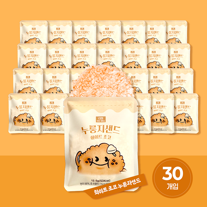 [더하모니 X 더밀] 국산현미 100% 한끼대용 영양 건강간식 누룽지샌드 화이트초코, 12.5g, 30개 - 상품 이미지