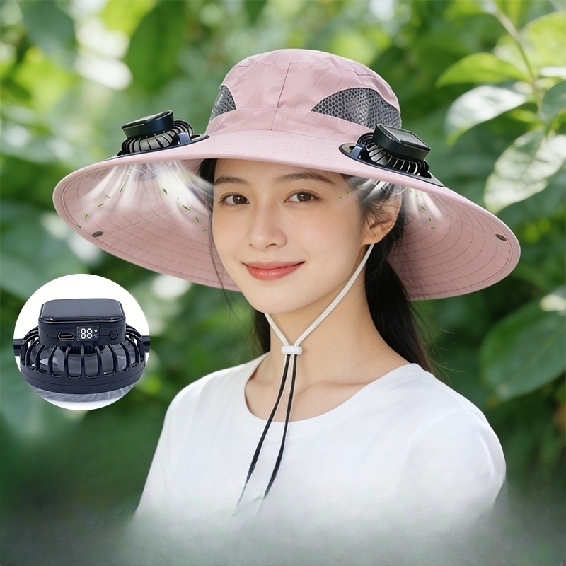 선풍기 모자 충전식 낚시 야외 자외선 차단 방지 캠핑 농사 팬 여름 큰챙 등산 - 상품 이미지