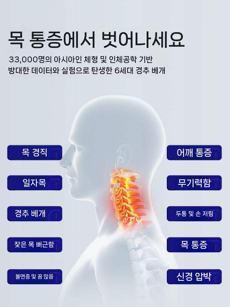 라텍스 경추베개 수면베개 거북목 일자목 기능성 굴곡형 블루 - 상세 이미지 3