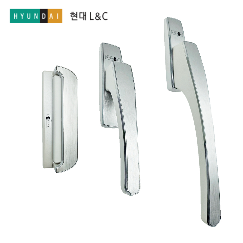 한화 샷시 손잡이 현대엘앤씨 라피네 그립형-1 흑색 오토락 하이샤시 손잡이 좌핸들 창문 상품 이미지