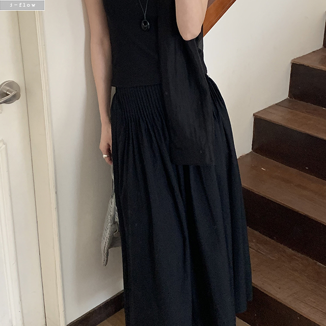 멜다 뒷밴딩 코튼 핀턱 플레어 스커트 2col 봄 여름 맥시 A라인 속치마 롱 제이플로우 이미지 8