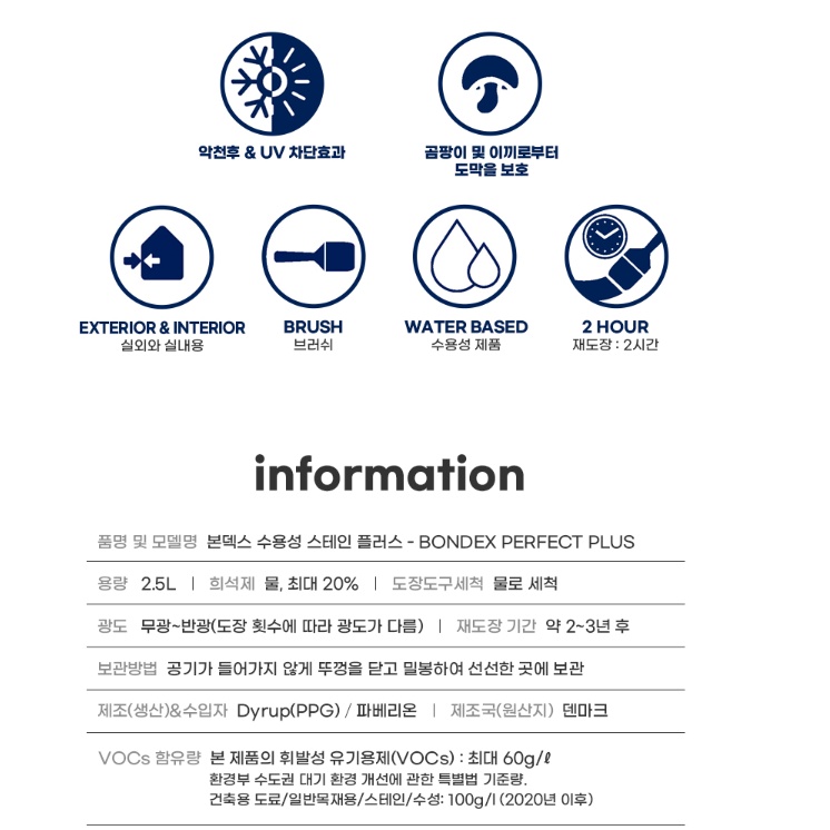 원목페인트 2.5L 본덱스 수용성스테인 실외용 실외용 목재도장 페인트 - 상세 이미지 3