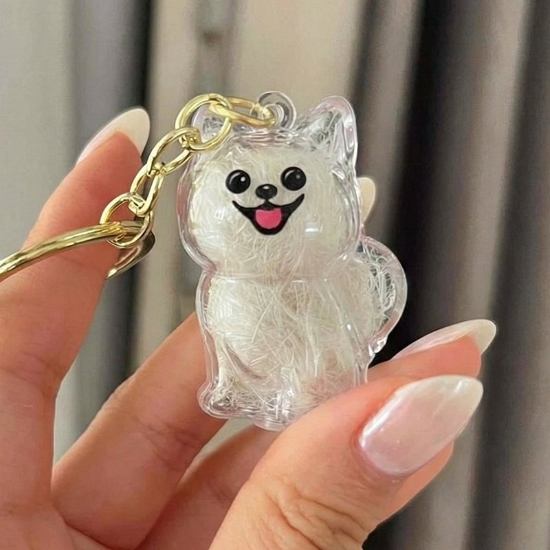 반려동물 털 보관 키링 투명 캡슐 강아지 고양이 유골함 메모리얼 털뭉치 목걸이 - 상세 이미지 2