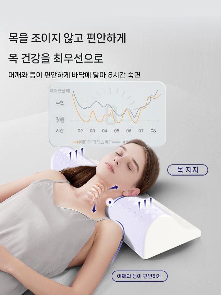 라텍스 경추베개 수면베개 거북목 일자목 기능성 굴곡형 블루 - 상세 이미지 4