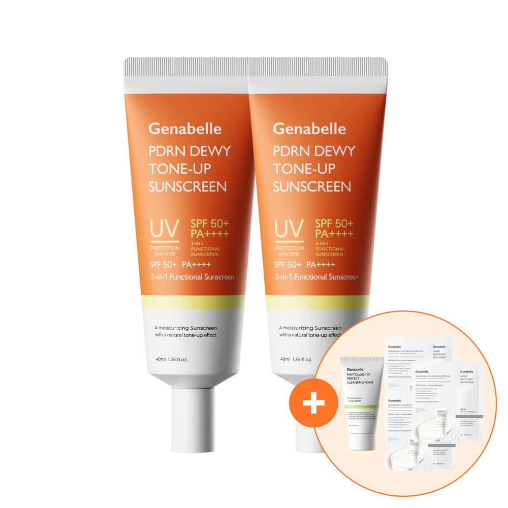 [1+1/미니폼+샤쉐3매] 제나벨 PDRN 핑크빛 생기 듀이톤업 선크림 SPF50+ PA++++ 40ml, 2개 - 상품 이미지