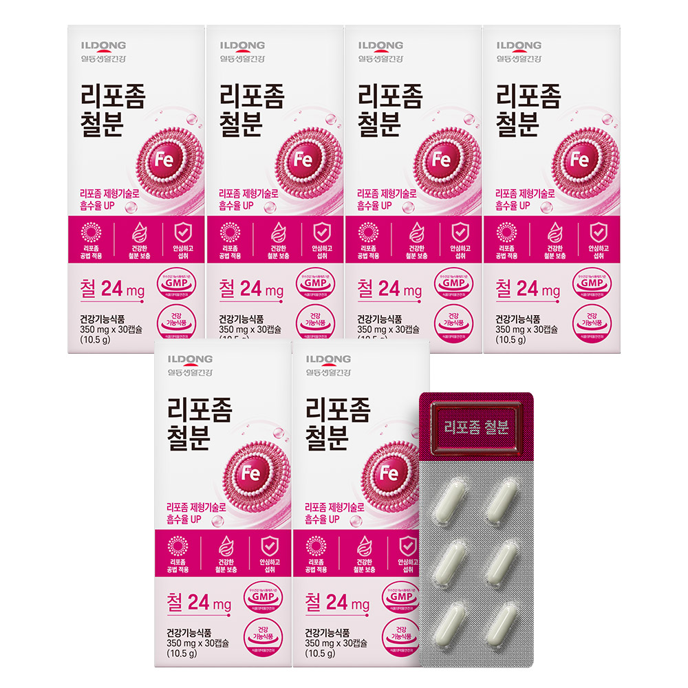 일동 리포좀 철분제 미니 임산부 영양제 여성 남성 리포퍼 30캡슐, 6개 - 상품 이미지