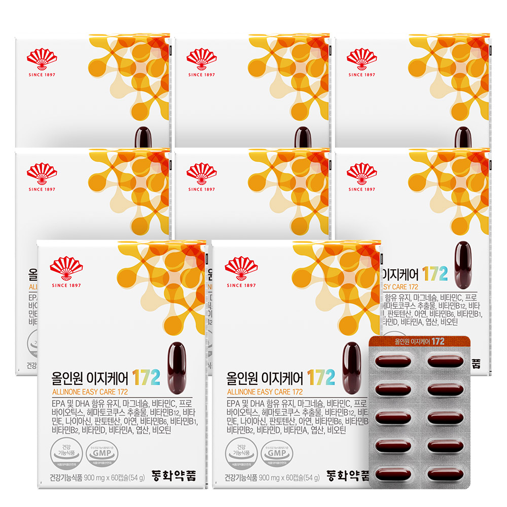 [유산균+오메가+멀티비타민+마그네슘+미네랄]동화약품 올인원영양제 이지케어 60캡슐, 8개 - 상품 이미지