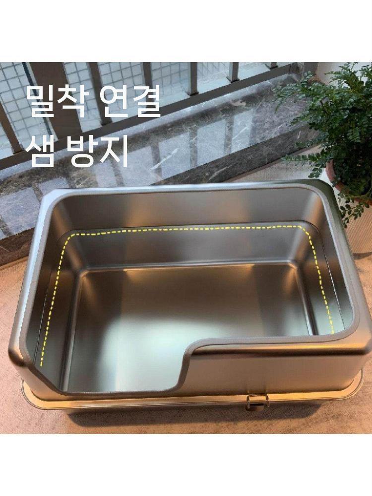 스테인레스 고양이 화장실 배변통 밀폐형 특대형 올스텐 60x40x30cm - 상세 이미지 5