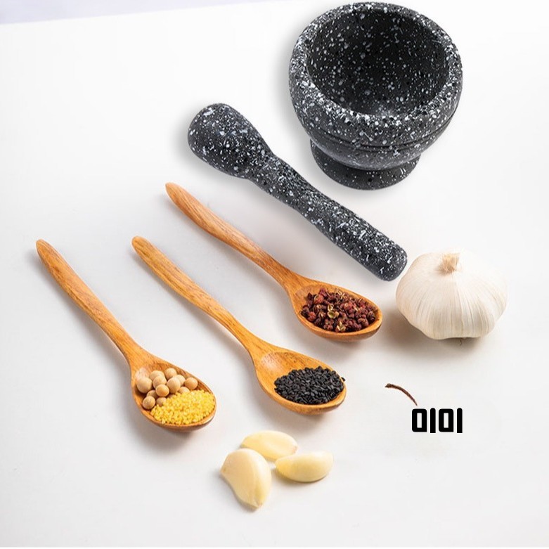미니 돌 쇠 약 절구 깨갈이 맷돌 멧돌 통 마늘 이유식 깨 도자기 나무 다지기 나뭇결 - 상세 이미지 3