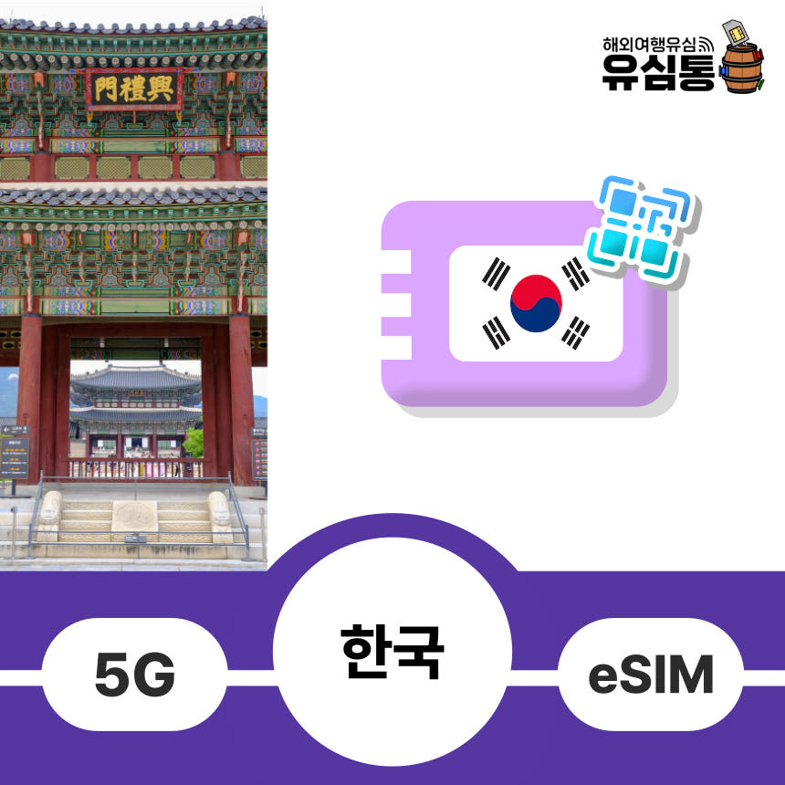 한국이심 eSIM 데이터 국내 여행 1GB/1일 가격 비교 유심통 한국이심 eSIM 데이터 국내 여행 1GB/1일