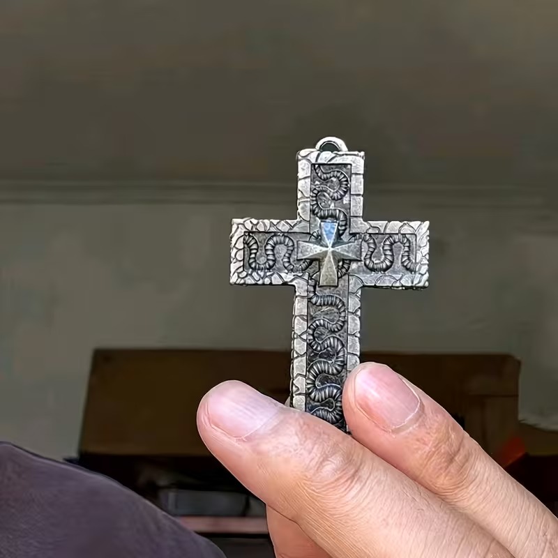 타노스 십자가 목걸이 팬던트 커플 우정 힙한 오징어게임 십자 체인 목걸이 악세사리 액세서리 - 상세 이미지 3