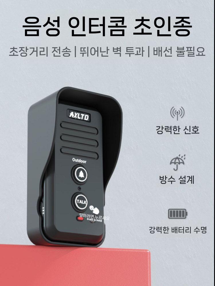 무선 인터폰 호출벨 장거리 알림 가정용 양방향 블랙 벨+수신기 - 상세 이미지 2