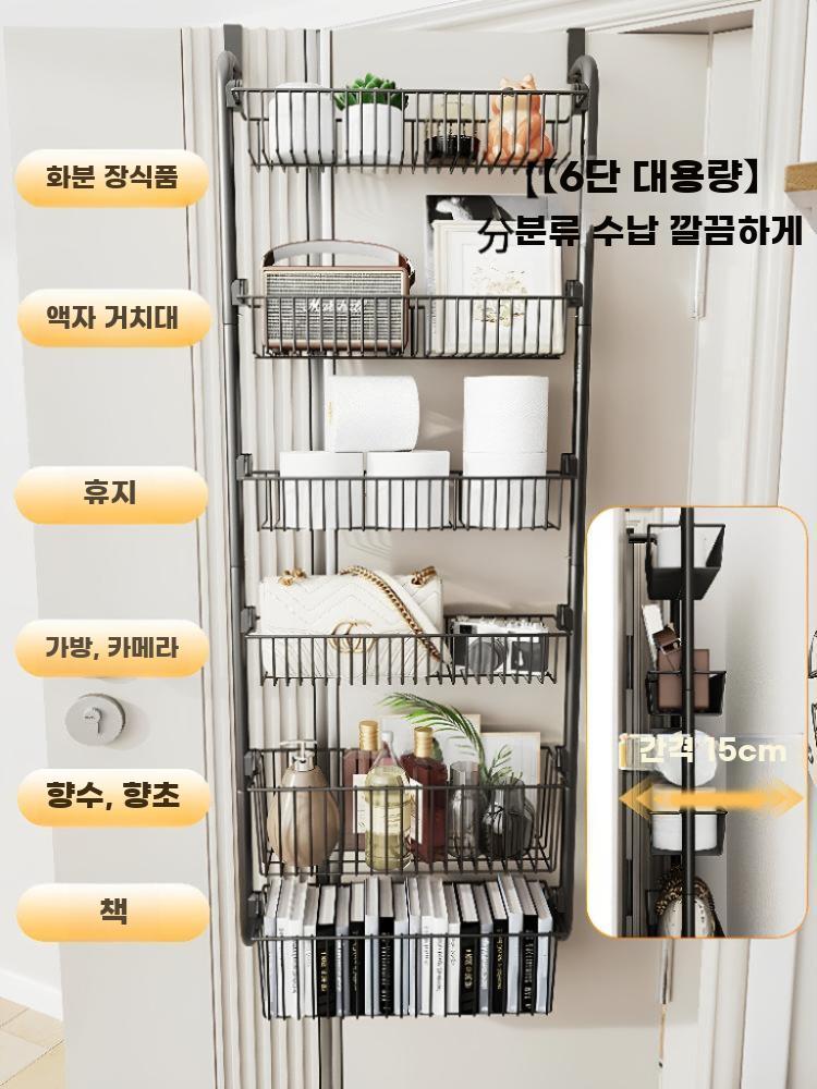 문걸이 수납선반 정리대 스탠드 틈새 공간활용 무타공 3층 - 상세 이미지 4