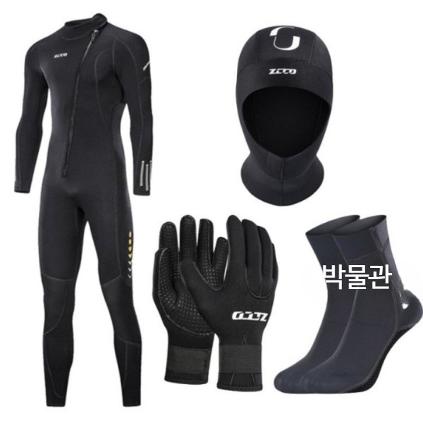 철인슈트 바다수영 잠수 세트 잠수복 서핑 해루질 슈트 블랙 3mm - 상세 이미지 2
