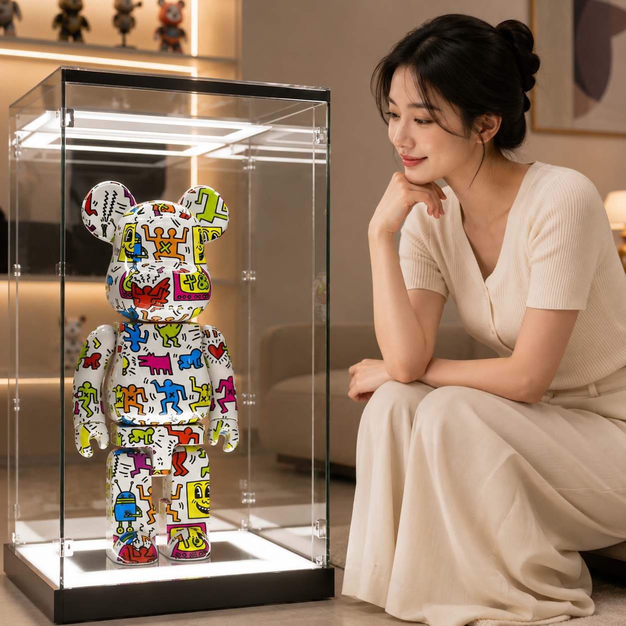 단독장식장 인형 피규어 유리 장식장 럭셔리 LED 30x30x45