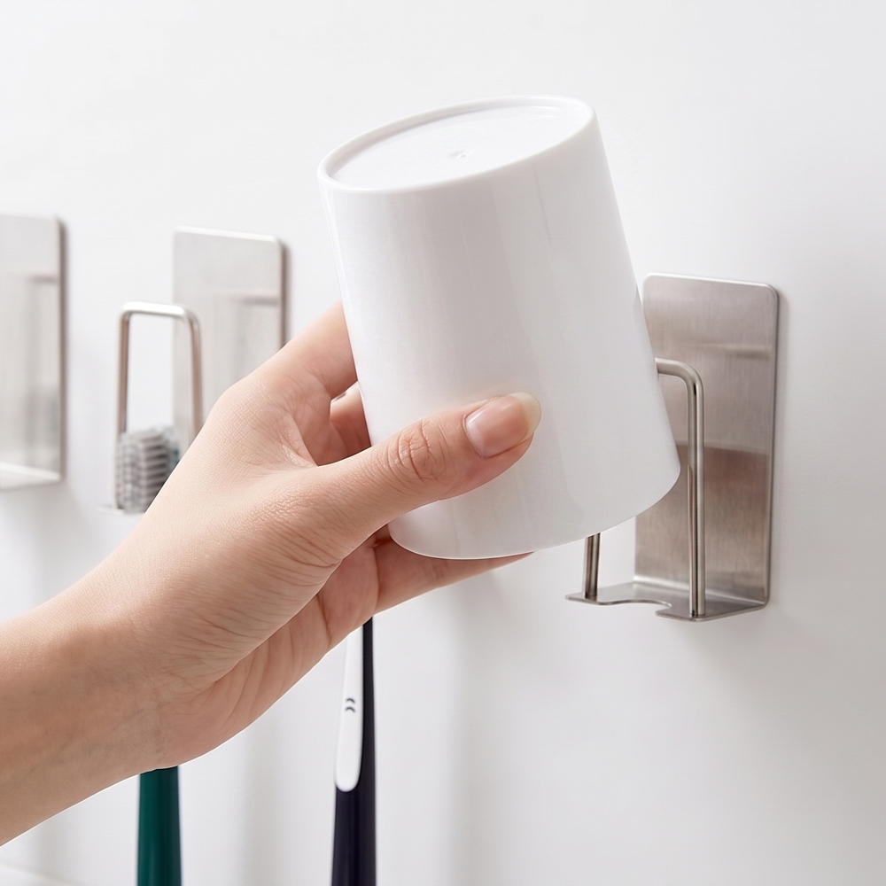 메르홈 스텐 칫솔꽂이 칫솔거치대 무타공 홀더 보관함 걸이 - 상세 이미지 3