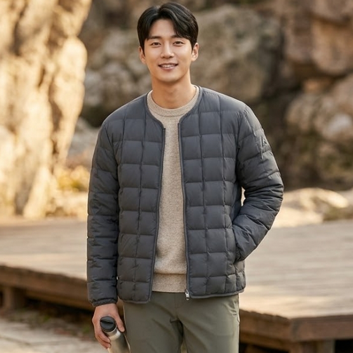 네파 남성 간절기 프리미엄 퀼팅 패턴 아우터 경량 구스다운 패딩점퍼 - 상품 이미지