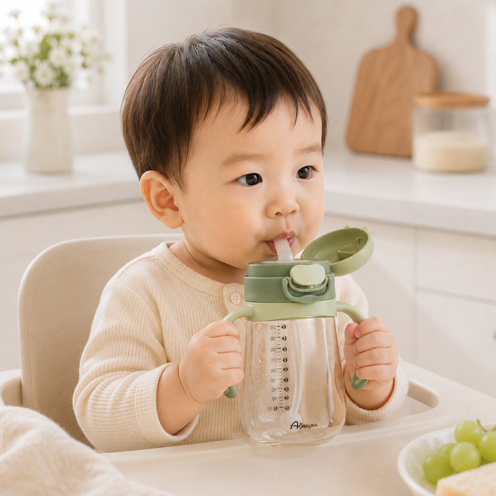 아가프라 마카롱 추 빨대컵1+1 원터치 유아 물통 아기 물병 300ml - 상세 이미지 4