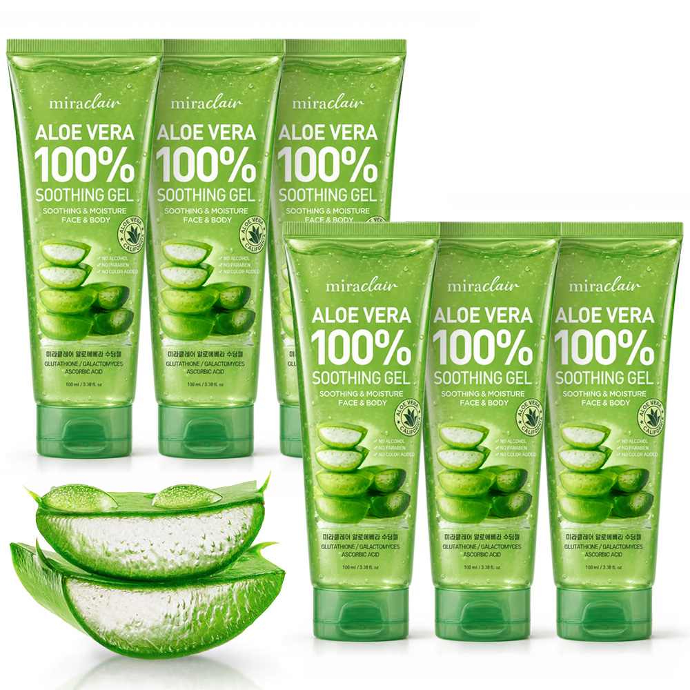 휴대용 순도100% 알로에베라 수딩젤 촉촉 수분보습 무알콜 진정 쿨링겔 100ml, 6개 - 상품 이미지