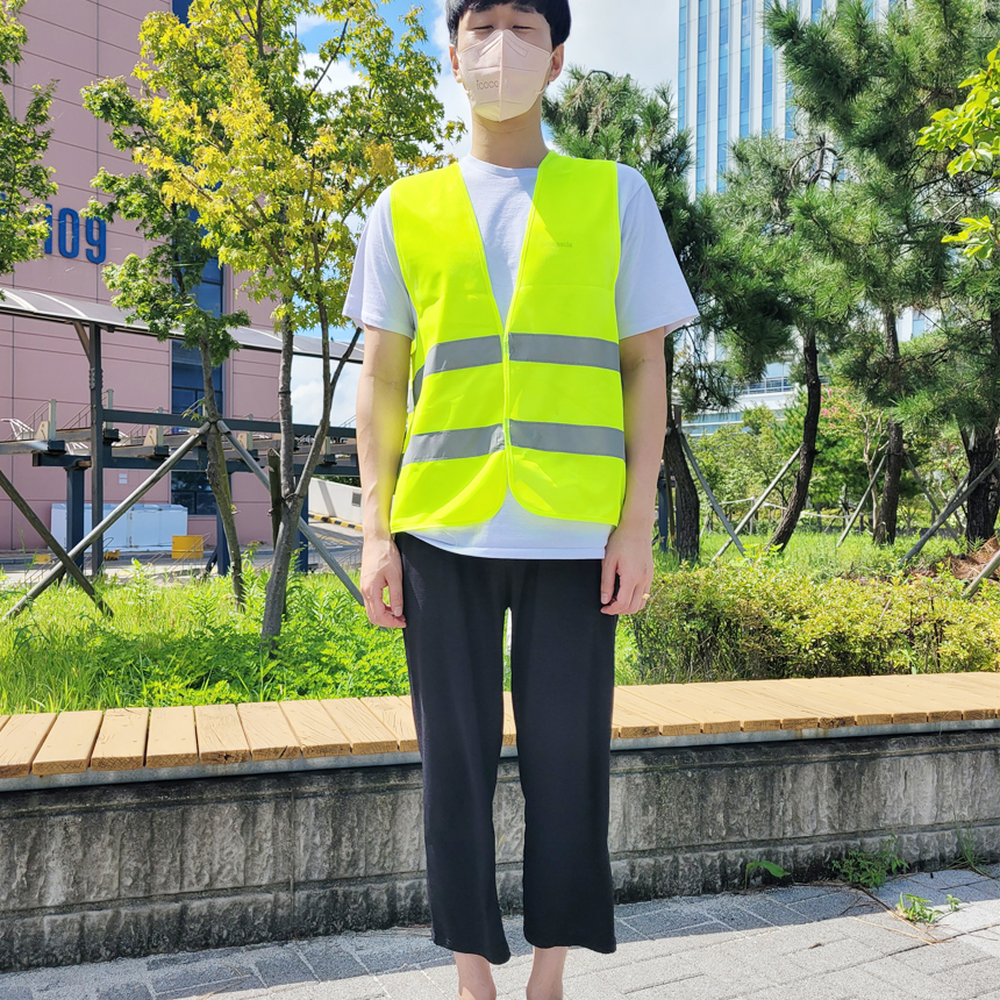 넉넉한사이즈야간작업야광조끼 풀발광안전관리반사조끼 스카치처리공사현장 - 상세 이미지 2