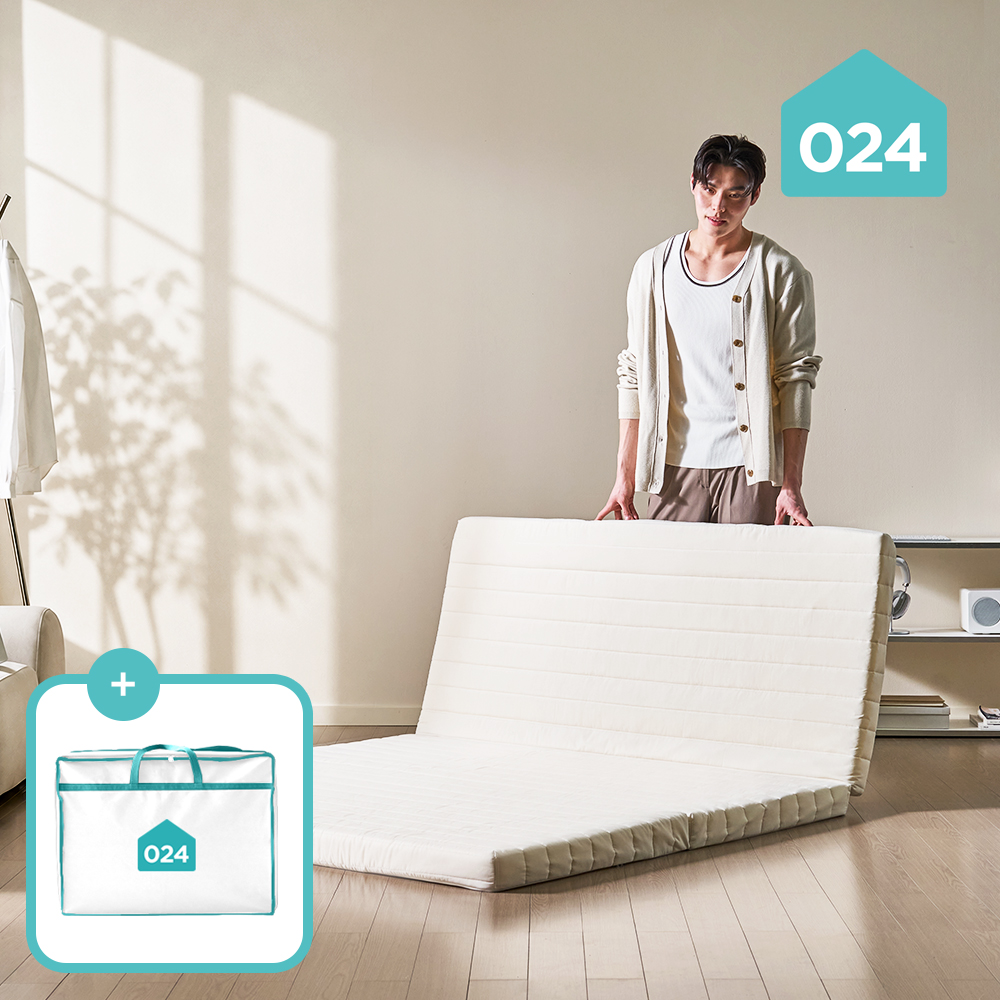 024홈 피지컬 단단한 3단 접이식 매트리스 손님용 침대 바닥 토퍼 8cm, MS(멀티싱글), 차콜그레이