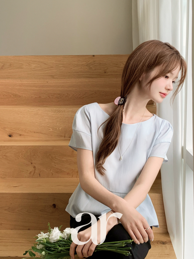 (국내제작) 린넨 보트넥 페플럼 플레어 반팔 블라우스 bs8871 - 상세 이미지 2