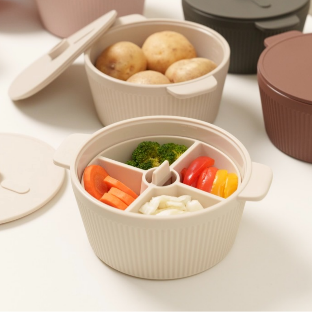 디아르 국내산 플래티넘 실리콘 이유식 준비물 냄비 찜기+칸막이 포함 세트 - 상품 이미지