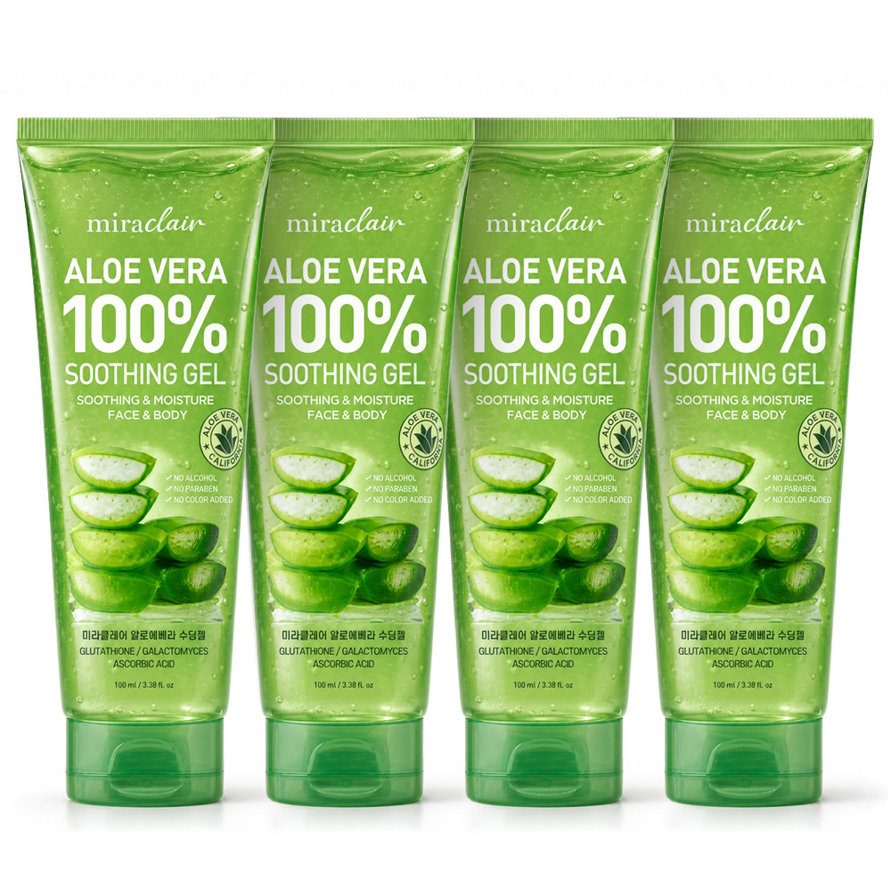 휴대용 순도100% 알로에베라 수딩젤 촉촉 수분보습 무알콜 진정 쿨링겔 100ml, 4개 - 상품 이미지