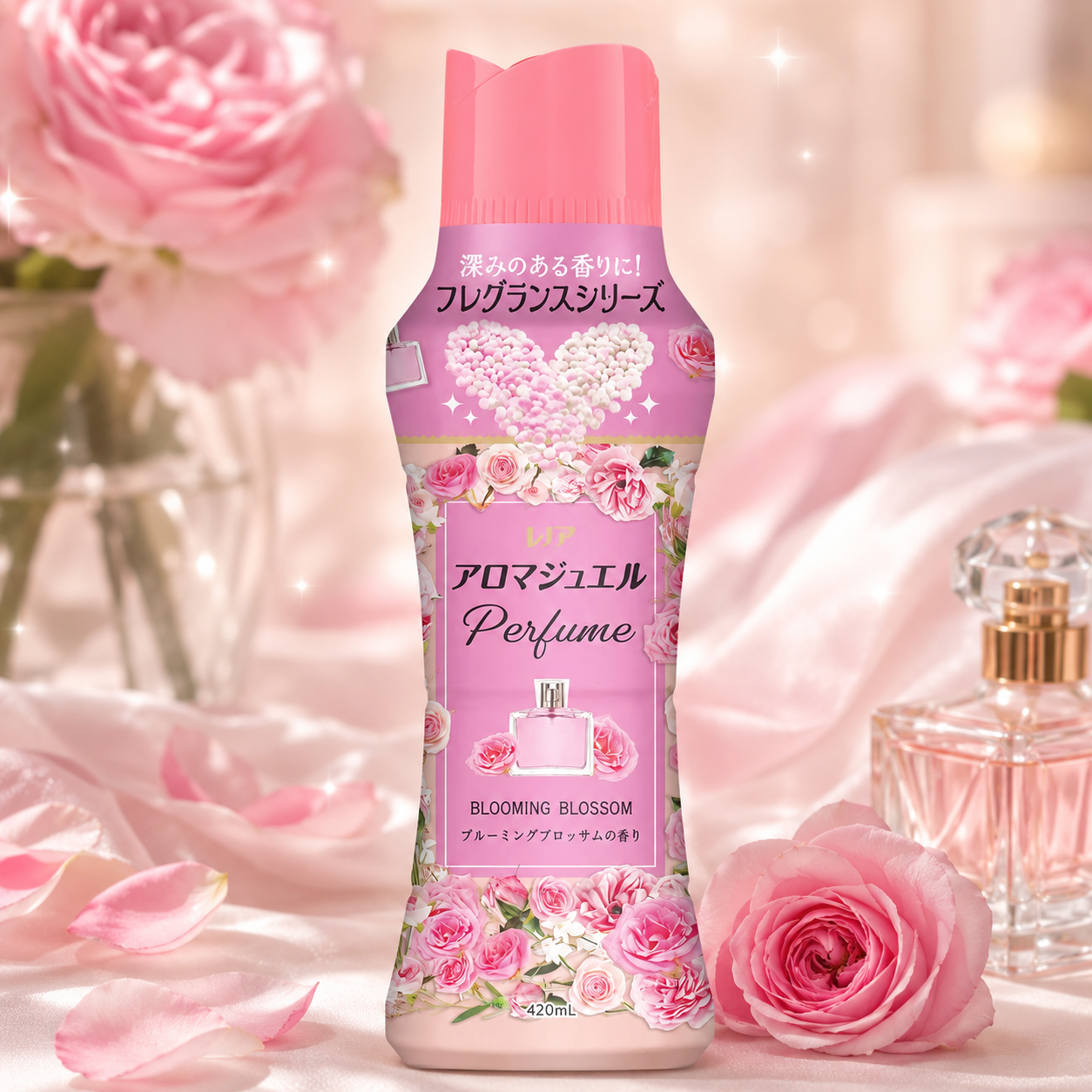 일본 레노아 아로마쥬얼 비즈 섬유유연제 향기부스터 블로밍블라썸 420ml - 상품 이미지