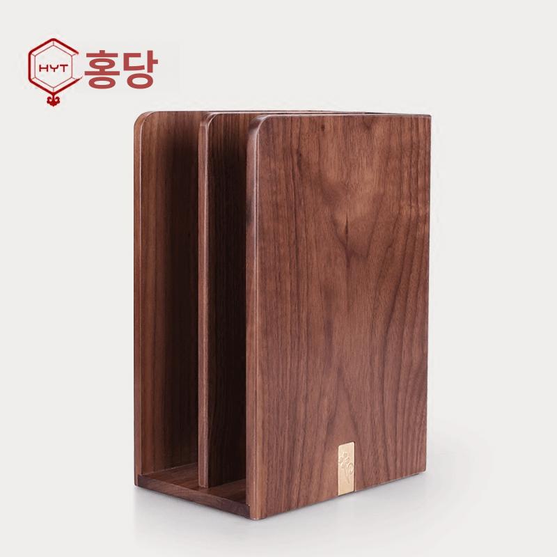 원목 북엔드 책꽂이 3단 서류꽂이 우드 데스크 정리함 블랙월넛 파일 폴더 18x12x26cm - 상세 이미지 5