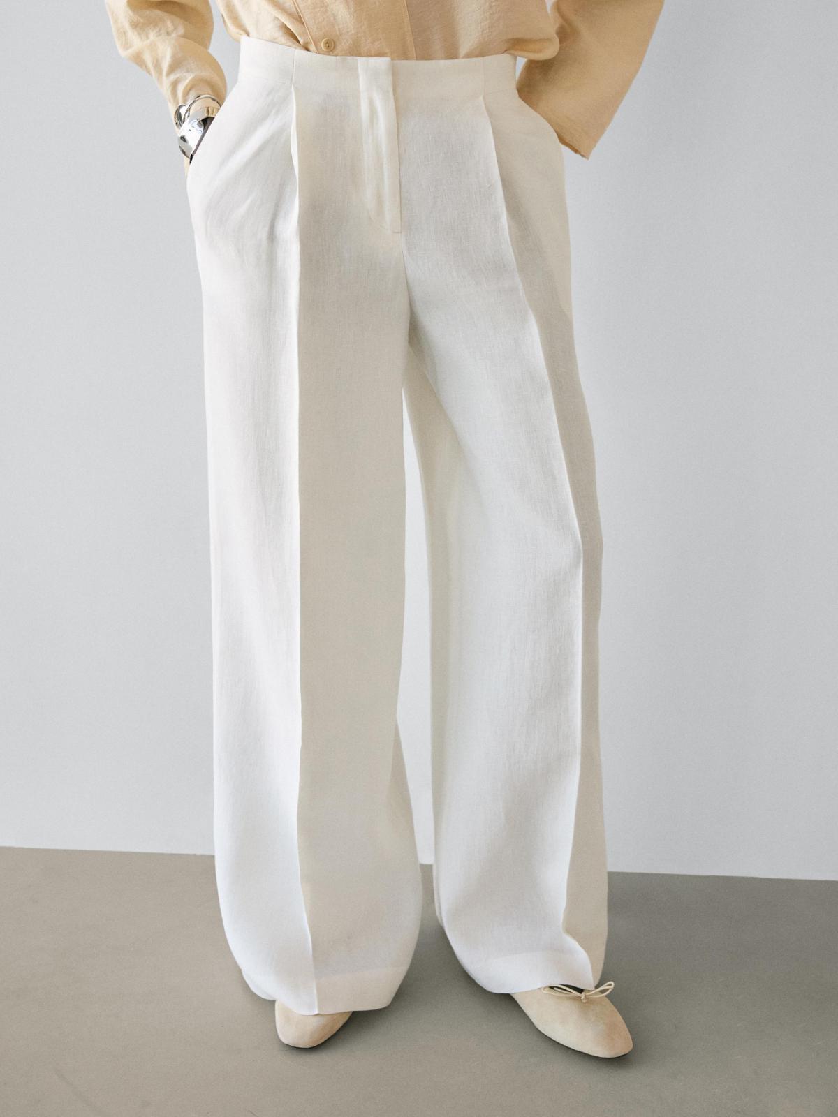 마시모두띠 테크니컬 린넨 와이드 슬랙스 팬츠 5034/768 OFF WHITE