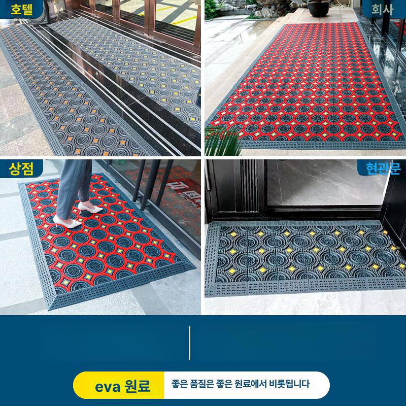 현관매트 업소용 사무실 출입구 미끄럼방지 외부 발매트 라운드 레드 앤 블랙 120X240cm - 상세 이미지 3