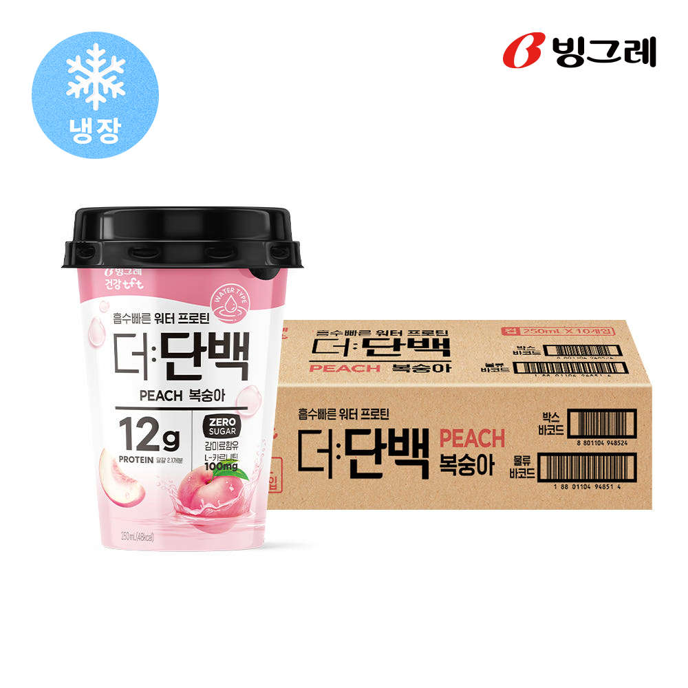 [소비기한 11월 24일] 빙그레 더단백 워터 프로틴 복숭아 250ml 10개 단백질 음료 - 상세 이미지 2