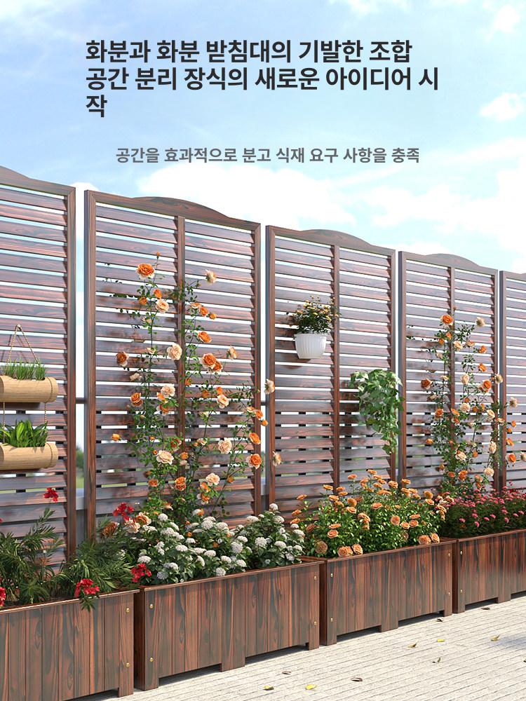 야외파티션 울타리 파티션 이동식 야외 가림막 공간분리 칸막이 루버 깊이 방부 60x180cm 5중 대형 - 상세 이미지 5