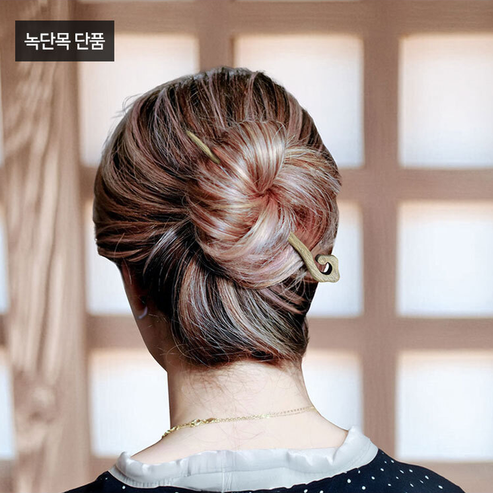 데일리착용머리장식나무비녀 녹단목한복악세사리원목비녀 흑단목여성헤어 1개입 - 상세 이미지 2