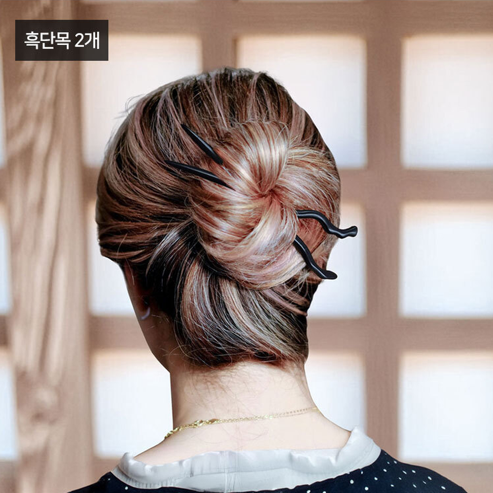 데일리착용머리장식나무비녀 녹단목한복악세사리원목비녀 흑단목여성헤어 1개입 - 상세 이미지 3