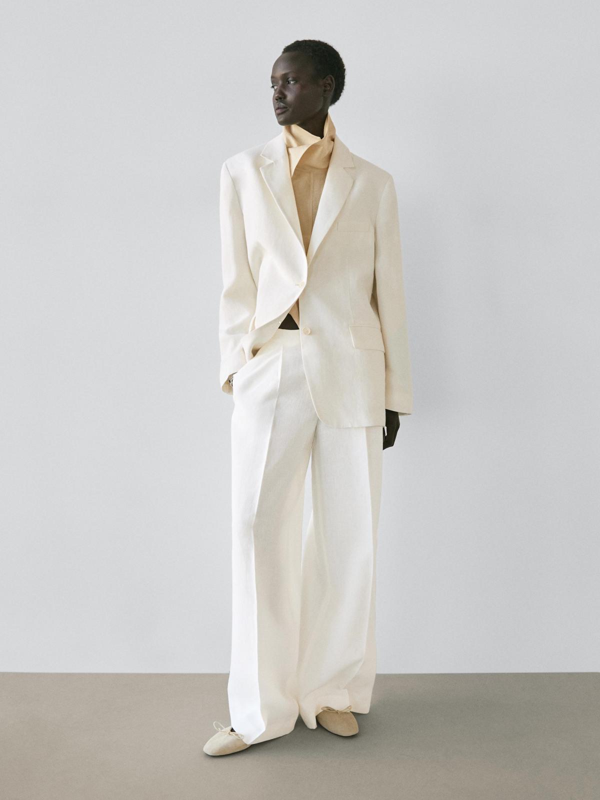 마시모두띠 테크니컬 린넨 와이드 슬랙스 팬츠 5034/768 OFF WHITE 이미지 7